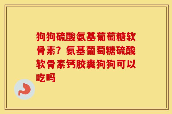 狗狗硫酸氨基葡萄糖软骨素？氨基葡萄糖硫酸软骨素钙胶囊狗狗可以吃吗