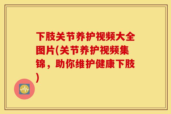 下肢关节养护视频大全图片(关节养护视频集锦，助你维护健康下肢)
