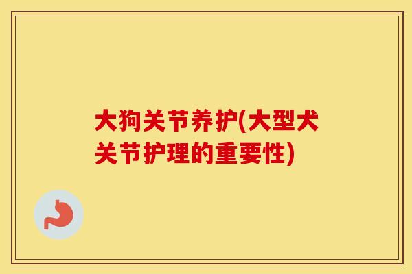 大狗关节养护(大型犬关节护理的重要性) 大狗关节养护(大型犬关节护理的重要性)