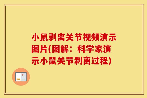 小鼠剥离关节视频演示图片(图解:科学家演示小鼠关节剥离过程) 小鼠剥离关节视频演示图片(图解:科学家演示小鼠关节剥离过程)