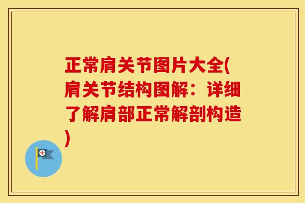 正常肩关节图片大全(肩关节结构图解：详细了解肩部正常解剖构造)