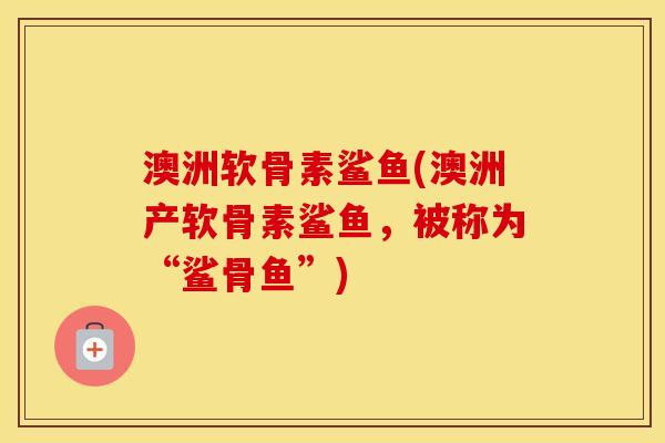澳洲软骨素鲨鱼(澳洲产软骨素鲨鱼,被称为“鲨骨鱼”) 澳洲软骨素鲨鱼(澳洲产软骨素鲨鱼,被称为“鲨骨鱼”)