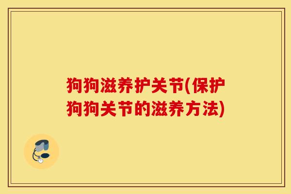狗狗滋养护关节(保护狗狗关节的滋养方法)