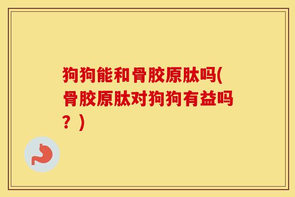 狗狗能和骨胶原肽吗(骨胶原肽对狗狗有益吗?) 狗狗能和骨胶原肽吗(骨胶原肽对狗狗有益吗?)