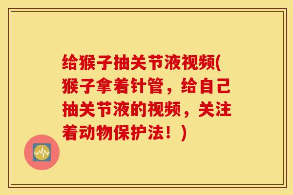 给猴子抽关节液视频(猴子拿着针管,给自己抽关节液的视频,关注着动物保护法!) 给猴子抽关节液视频(猴子拿着针管,给自己抽关节液的视频,关注着动物保护法!)