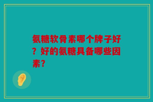 氨糖软骨素哪个牌子好？好的氨糖具备哪些因素？
