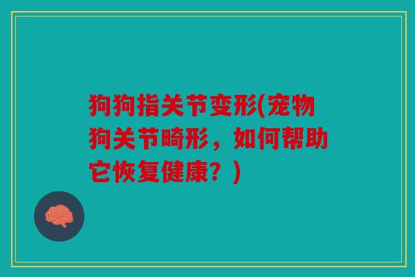 狗狗指关节变形(宠物狗关节畸形,如何帮助它恢复健康?) 狗狗指关节变形(宠物狗关节畸形,如何帮助它恢复健康?)