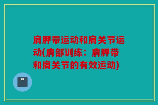 肩胛带运动和肩关节运动(肩部训练:肩胛带和肩关节的有效运动) 肩胛带运动和肩关节运动(肩部训练:肩胛带和肩关节的有效运动)
