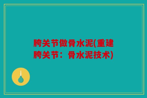 胯关节做骨水泥(重建胯关节:骨水泥技术) 胯关节做骨水泥(重建胯关节:骨水泥技术)