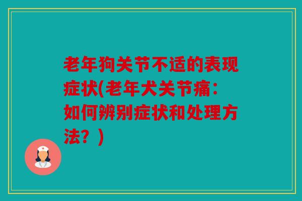 老年狗关节不适的表现症状(老年犬关节痛:如何辨别症状和处理方法?) 老年狗关节不适的表现症状(老年犬关节痛:如何辨别症状和处理方法?)