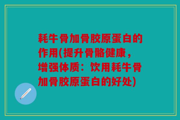 耗牛骨加骨胶原蛋白的作用(提升骨骼健康,增强体质:饮用耗牛骨加骨胶原蛋白的好处) 耗牛骨加骨胶原蛋白的作用(提升骨骼健康,增强体质:饮用耗牛骨加骨胶原蛋白的好处)