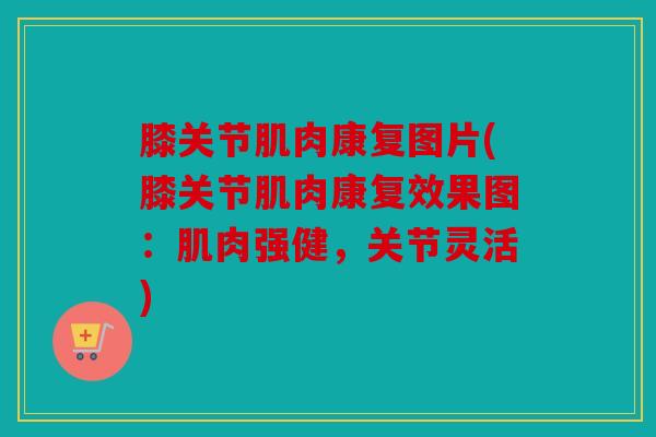 膝关节肌肉康复图片(膝关节肌肉康复效果图:肌肉强健,关节灵活) 膝关节肌肉康复图片(膝关节肌肉康复效果图:肌肉强健,关节灵活)