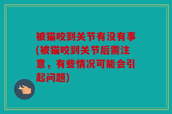 被猫咬到关节有没有事(被猫咬到关节后需注意，有些情况可能会引起问题)
