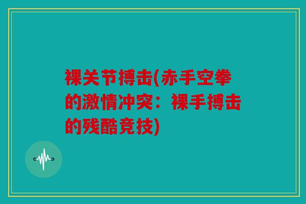 裸关节搏击(赤手空拳的激情冲突：裸手搏击的残酷竞技)