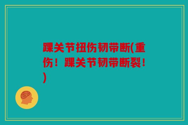 踝关节扭伤韧带断(重伤!踝关节韧带断裂!) 踝关节扭伤韧带断(重伤!踝关节韧带断裂!)