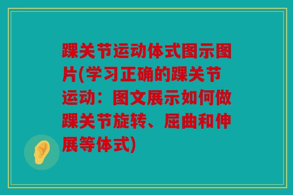 踝关节运动体式图示图片(学习正确的踝关节运动:图文展示如何做踝关节旋转、屈曲和伸展等体式) 踝关节运动体式图示图片(学习正确的踝关节运动:图文展示如何做踝关节旋转、屈曲和伸展等体式)