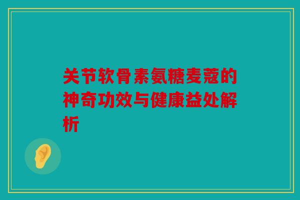 关节软骨素氨糖麦蔻的神奇功效与健康益处解析 关节软骨素氨糖麦蔻的神奇功效与健康益处解析