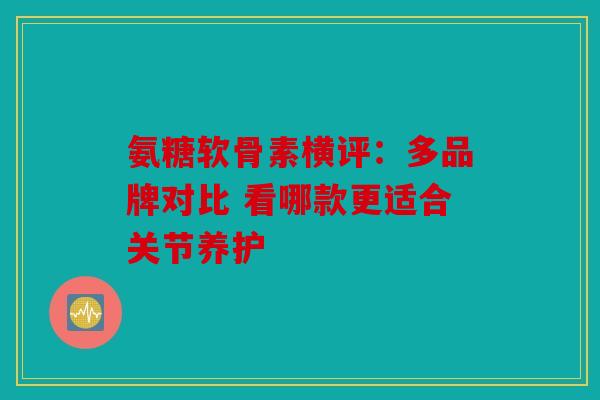 氨糖软骨素横评:多品牌对比 看哪款更适合关节养护 氨糖软骨素横评:多品牌对比 看哪款更适合关节养护