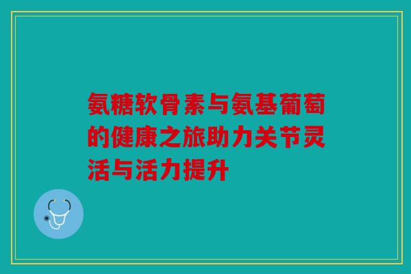 氨糖软骨素与氨基葡萄的健康之旅助力关节灵活与活力提升