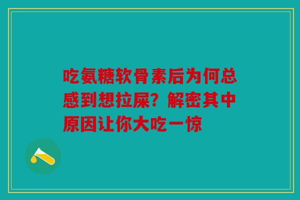 吃氨糖软骨素后为何总感到想拉屎?解密其中原因让你大吃一惊 吃氨糖软骨素后为何总感到想拉屎?解密其中原因让你大吃一惊