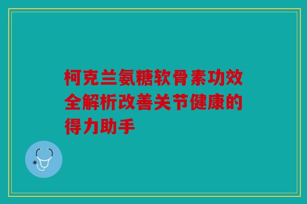 柯克兰氨糖软骨素功效全解析改善关节健康的得力助手 柯克兰氨糖软骨素功效全解析改善关节健康的得力助手