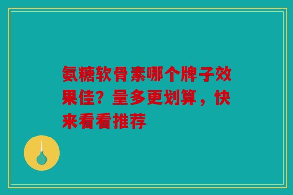 氨糖软骨素哪个牌子效果佳？量多更划算，快来看看推荐