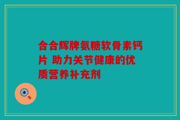 合合辉牌氨糖软骨素钙片 助力关节健康的优质营养补充剂 合合辉牌氨糖软骨素钙片 助力关节健康的优质营养补充剂
