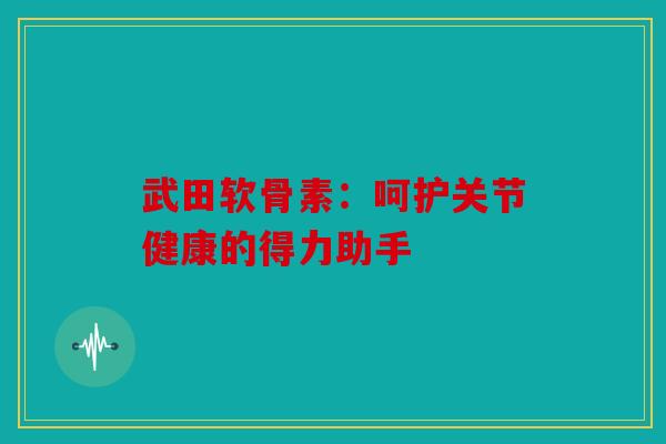 武田软骨素:呵护关节健康的得力助手 武田软骨素:呵护关节健康的得力助手